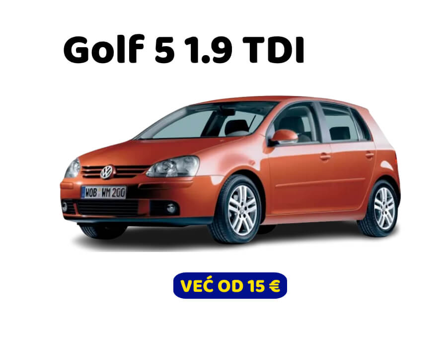 Na slici je GOLF 5 1.9 TDI sa cenom za najam